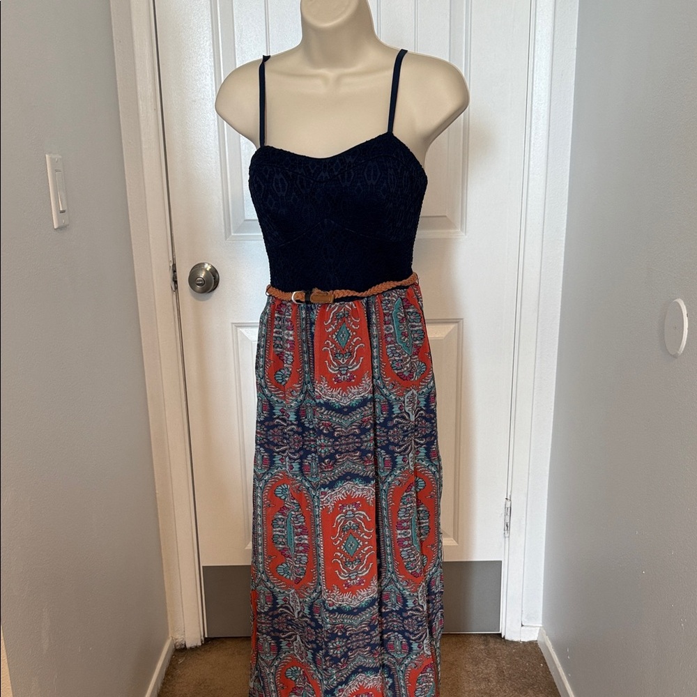 Patterned Boho Maxi Dress Small